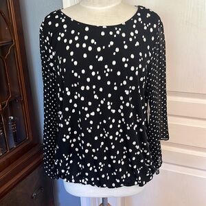 Dress Barn XL blouse, black and white polka dots super cute!